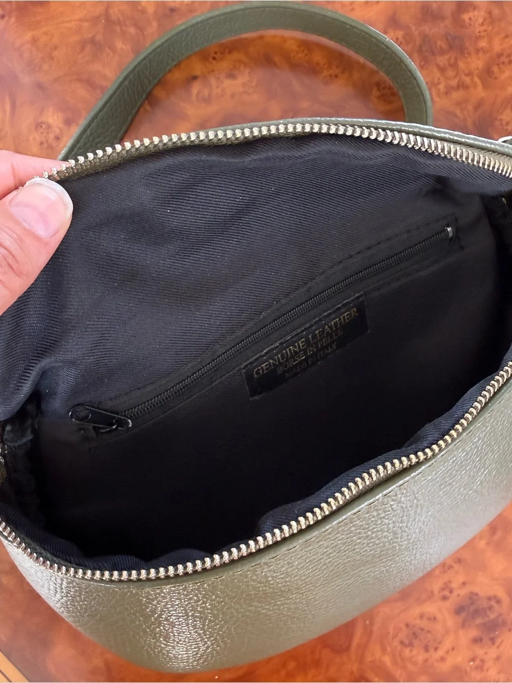 Italian Olive Green Leather Belt Bag
